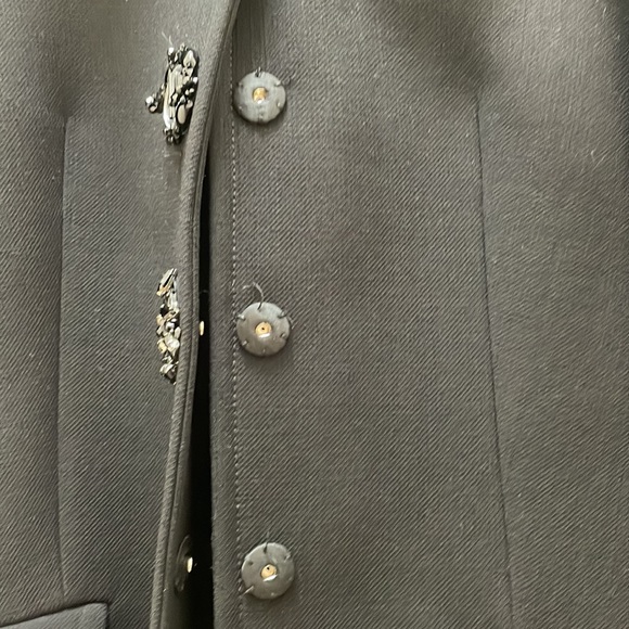 Black Miu Miu Coat with Embellished Mirrored Buttons - Picture 7 of 10